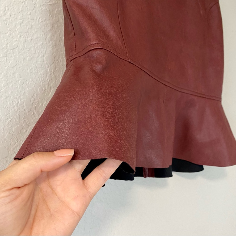 BCBGMAXAZRIA Hot Chocolate Leather Mini Skirt NWT - Picture 9 of 13